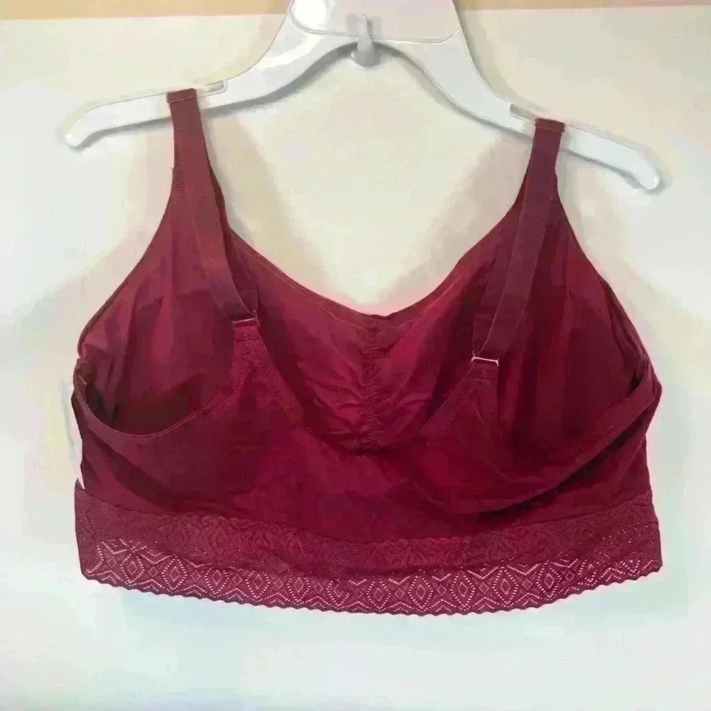 Auden Women’s Burgundy Bralette Size XXL Removable Pads Adjustable Straps NWT - Picture 2 of 6